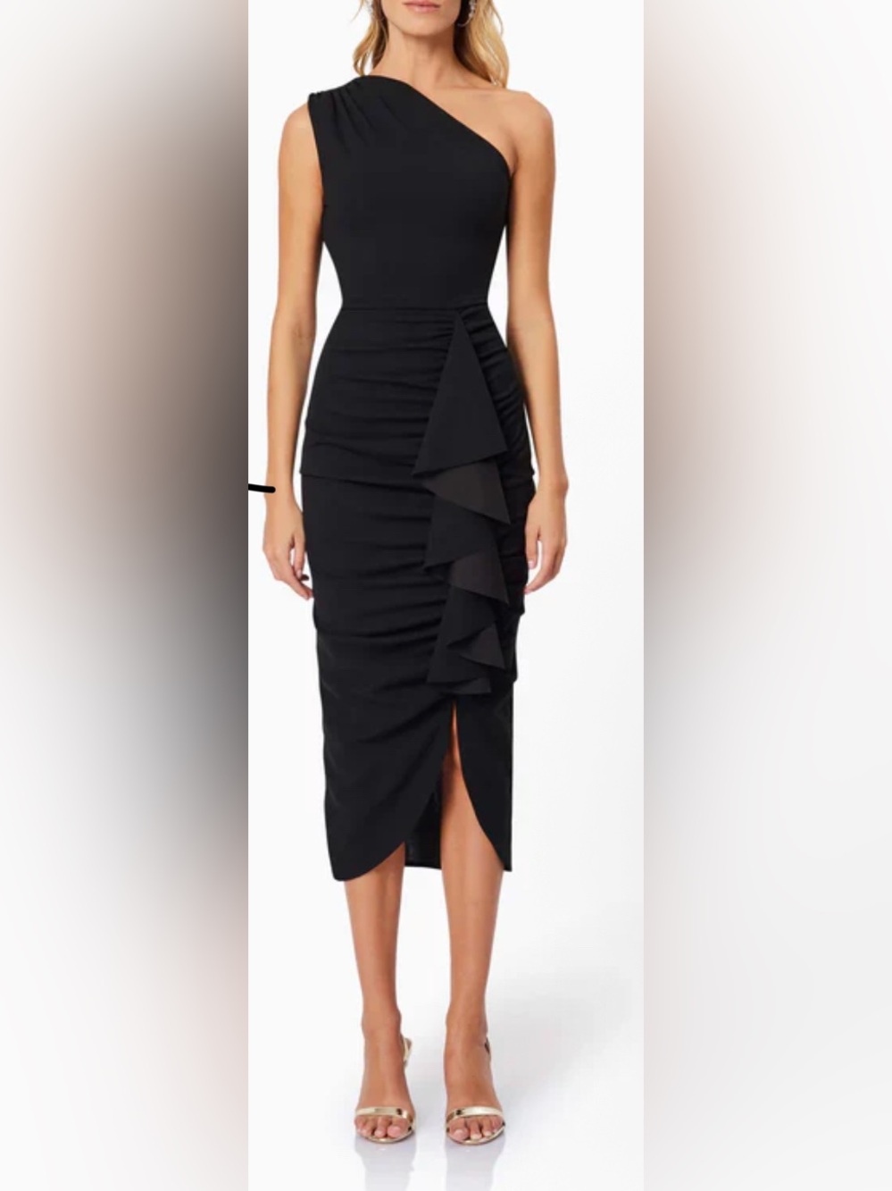 Elliatt Black Ruffle Midi Dress